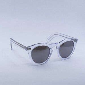 Cutler and Gross CG0734S 001 Sunglasses Crystal Round Frame, Grey Lenses